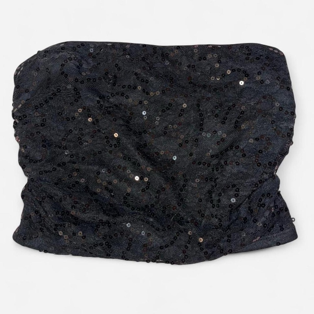 S Wild Fable Black sequin tube top #goth #grunge - Picture 4 of 5